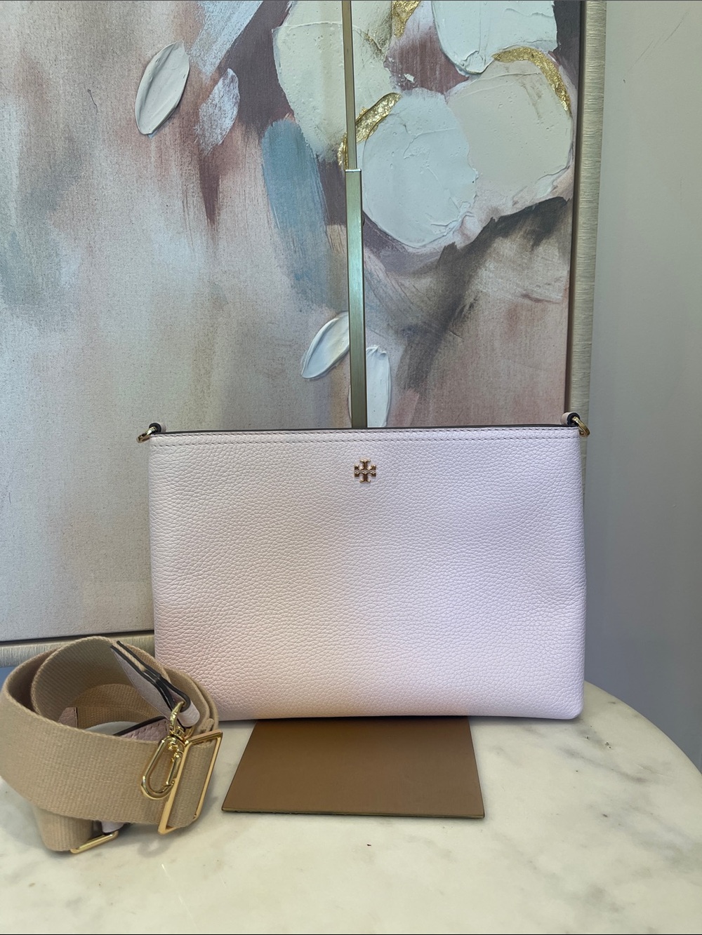 Tory Burch Blake Pebbled Leather Crossbody in Pink